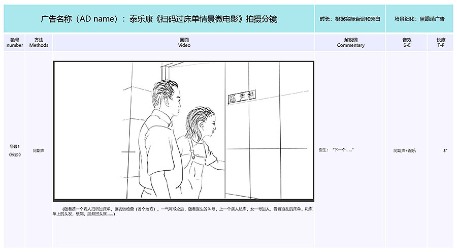 泰樂康《掃碼過床單》微電影分鏡腳本